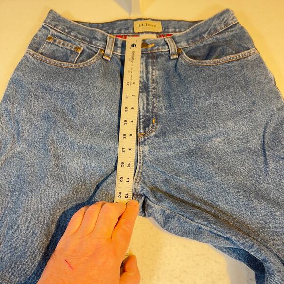 L.L. Bean Flannel Lined Jeans Woman 12 Reg Relaxed Fit W32 L30 100% Cotton COLD - Picture 7 of 15